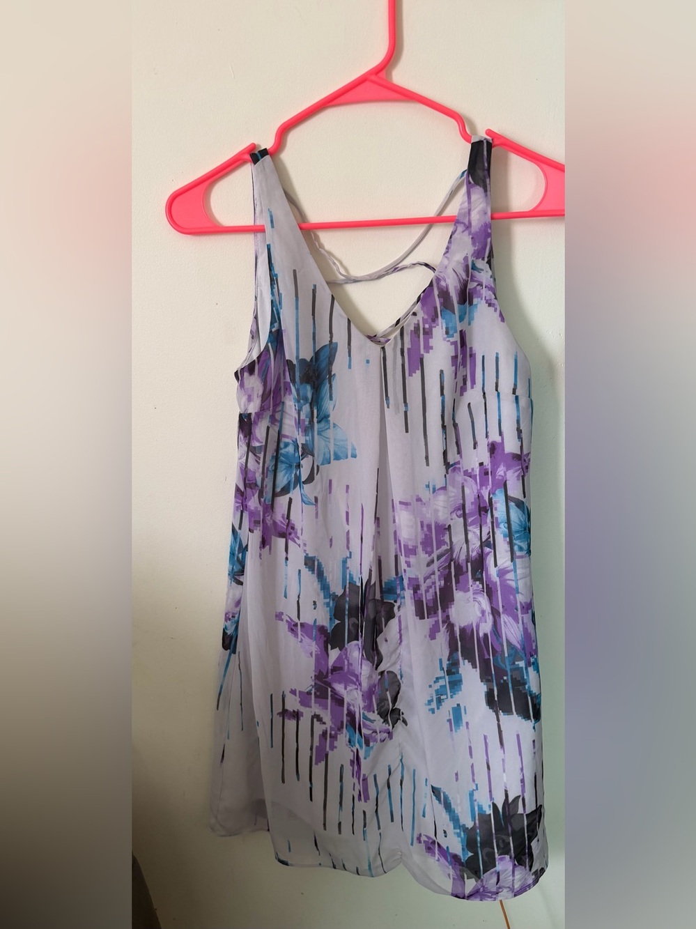 White House Black Market Lavender and Blue Floral Slip Dress - Picture 5 of 5